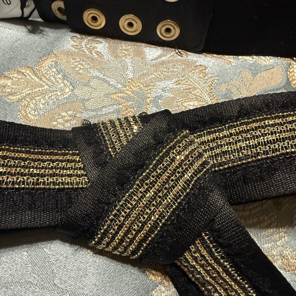 Maje Black Belt with Gold Accents